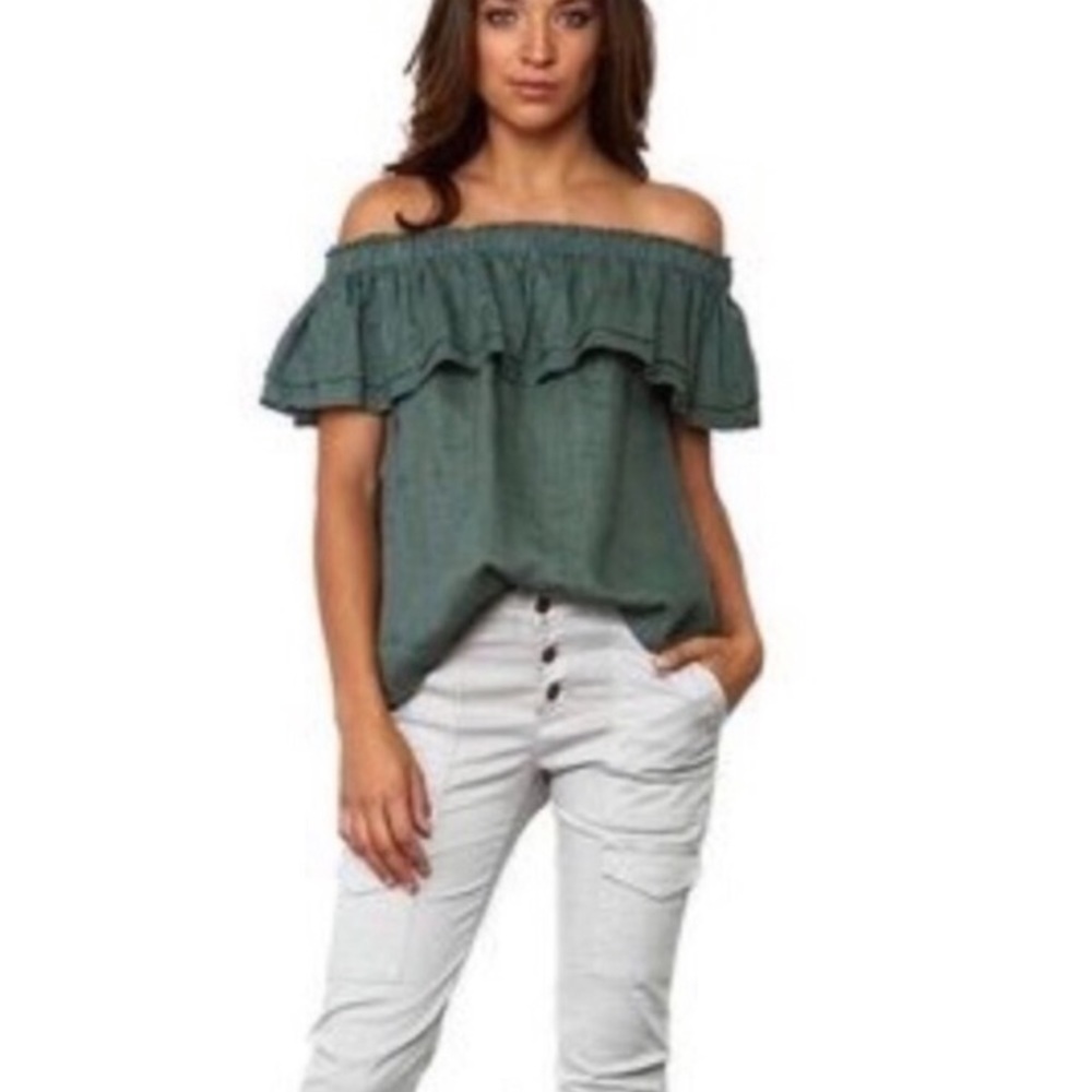 Young Fabulous & Broke Off the Shoulder Linen Top